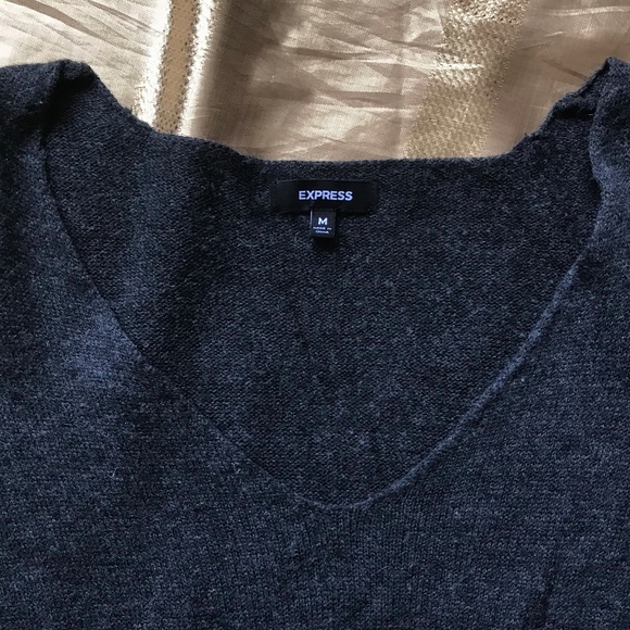 Express Dark Grey Long Sleeve Sweater Dress - Picture 2 of 3